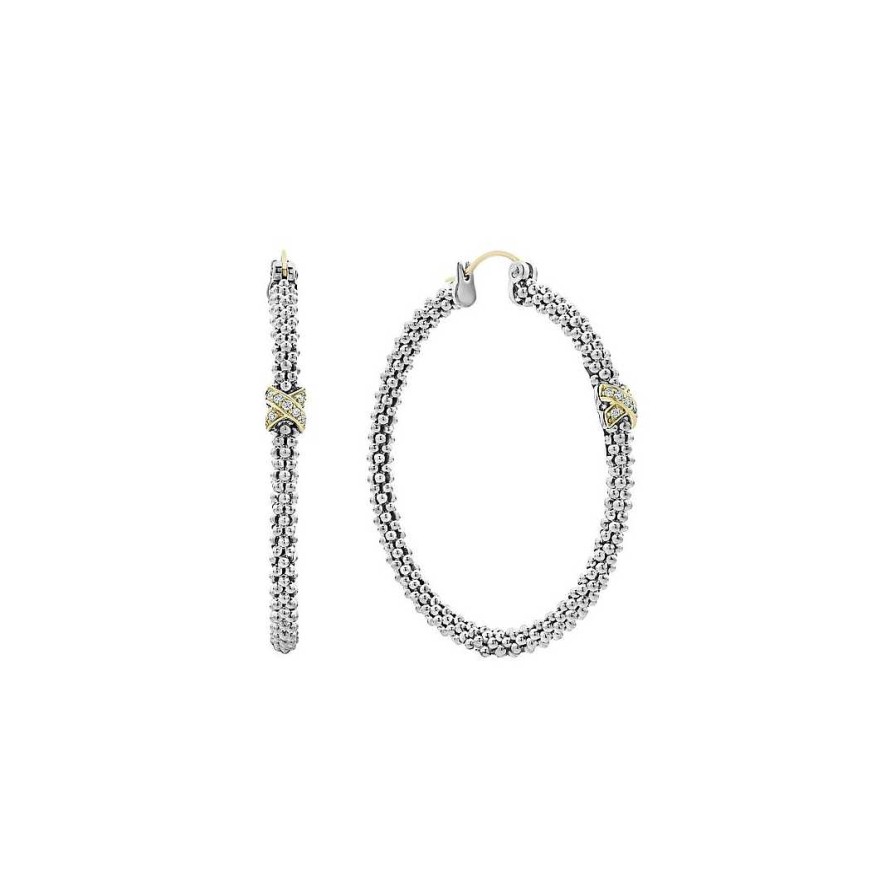 Earrings Lagos | Lagos Caviar Lux Diamond Hoop Earrings