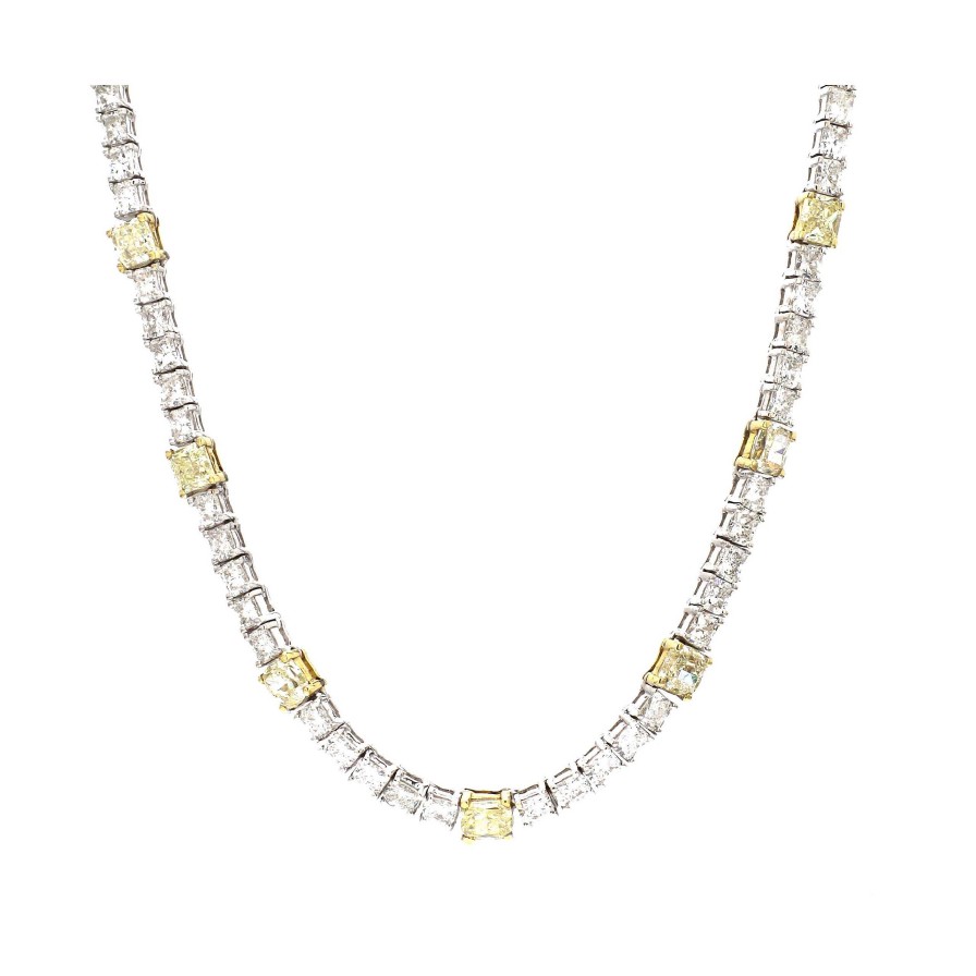 Necklaces & Pendants Bailey's Fine Jewelry | Fancy White And Yellow Radiant Diamond Necklace