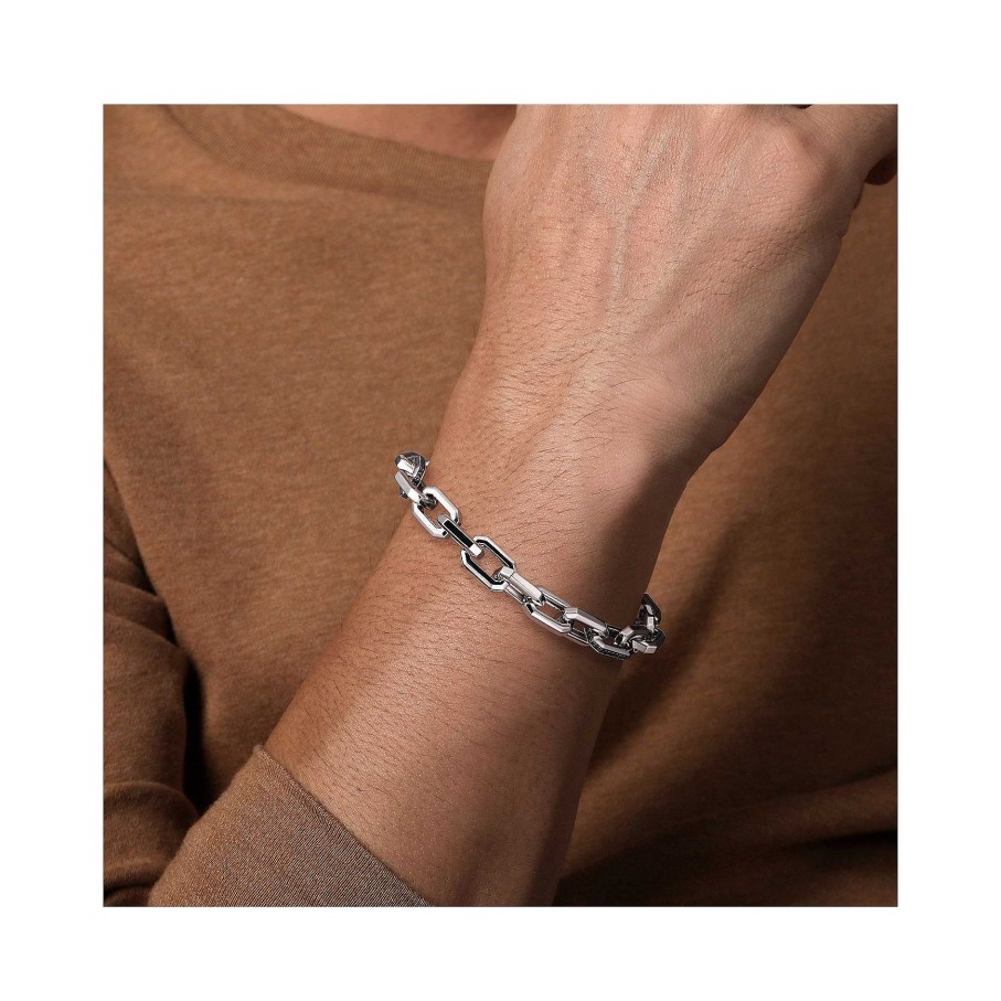 Bracelets & Bangles Gabriel & Co | Gabriel 925 Sterling Silver Faceted Chain Black Spinel Bracelet