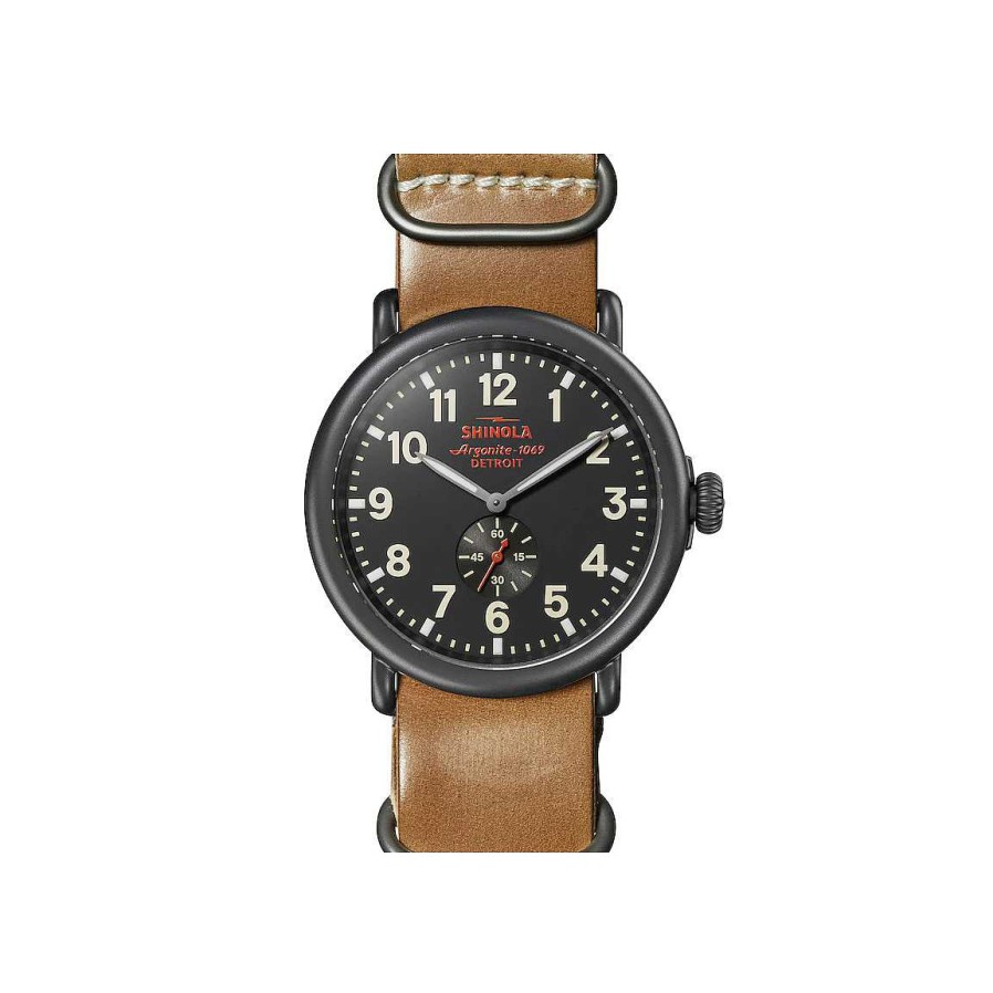 Watches Shinola | Shinola 47Mm Runwell With Gray Dial And Whiskey Leather Strap Watch