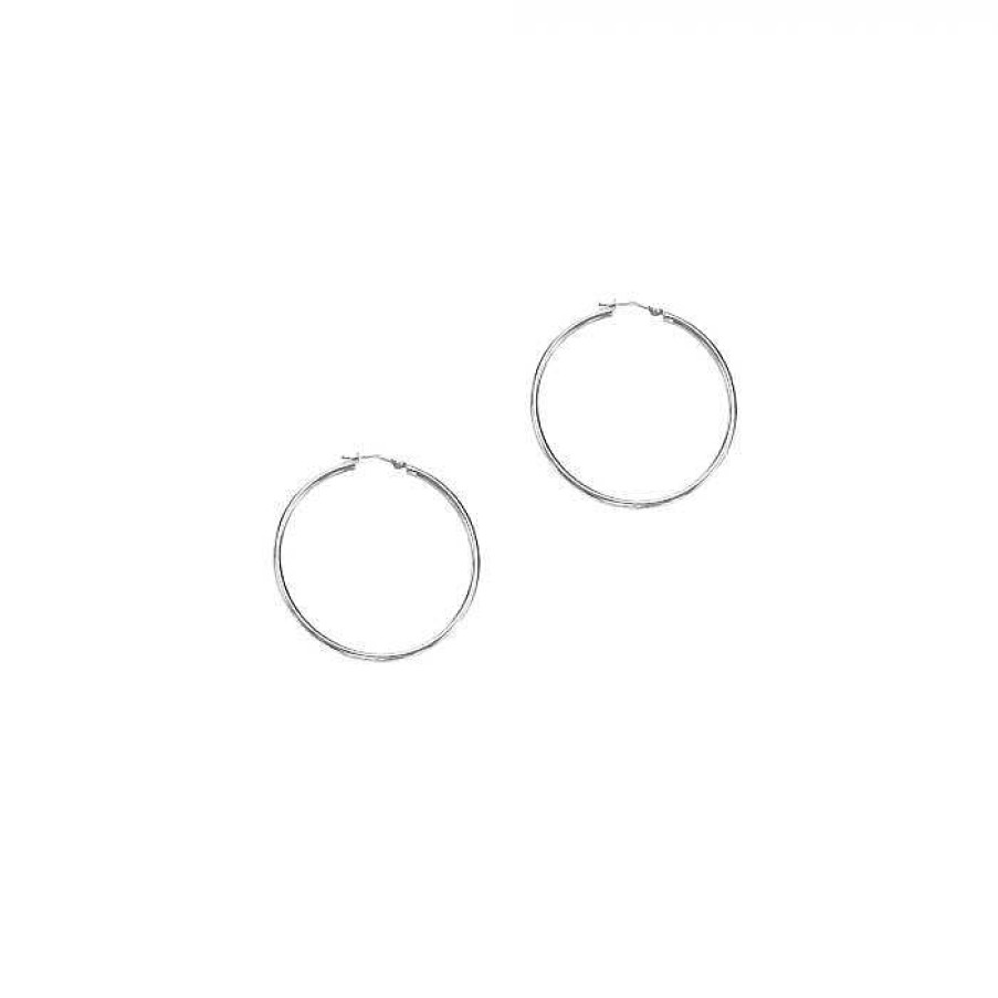 Earrings Bailey's Fine Jewelry | Thin Hoop Earrings In 14K White Gold