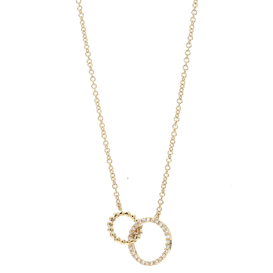 Necklaces & Pendants Bailey's Fine Jewelry | Interlocking Diamond And Beaded Circle Pendant Necklace