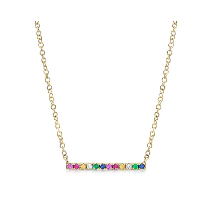 Necklaces & Pendants Bailey's Fine Jewelry | Multicolor Diamond Rainbow Bar Station Necklace