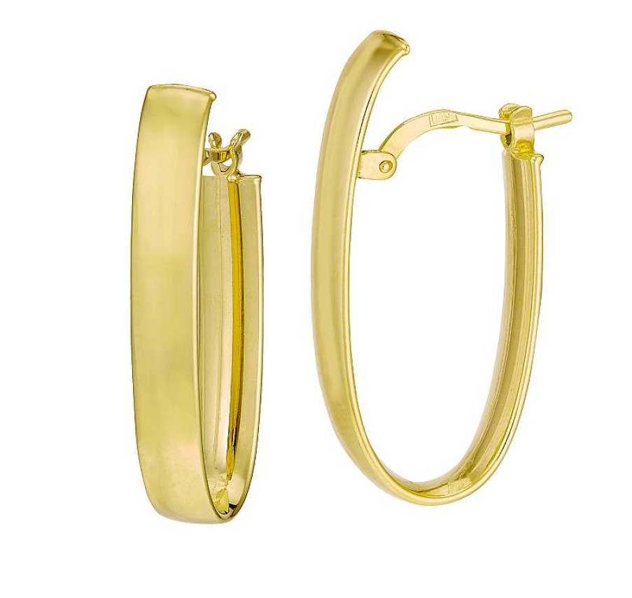 Earrings Bailey's | 14K Yellow Gold 12X23Mm Oval Leverback Hoop Earrings