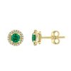 Earrings Bailey's Fine Jewelry | Emerald & Diamond Halo Stud Earrings In 14K Yellow Gold