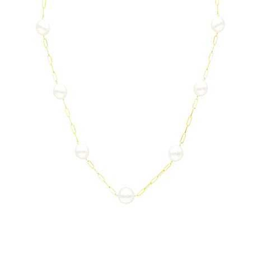 Necklaces & Pendants Bailey's | 14Kt Gold Paperclip Chain Pearl Station Necklace