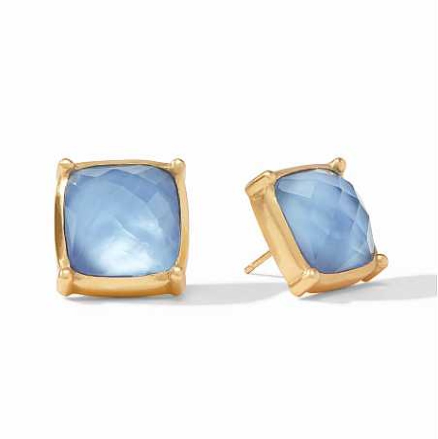 Earrings Julie Vos | Julie Vos Antonia Statement Stud Earring In Iridescent Chalcedony Blue