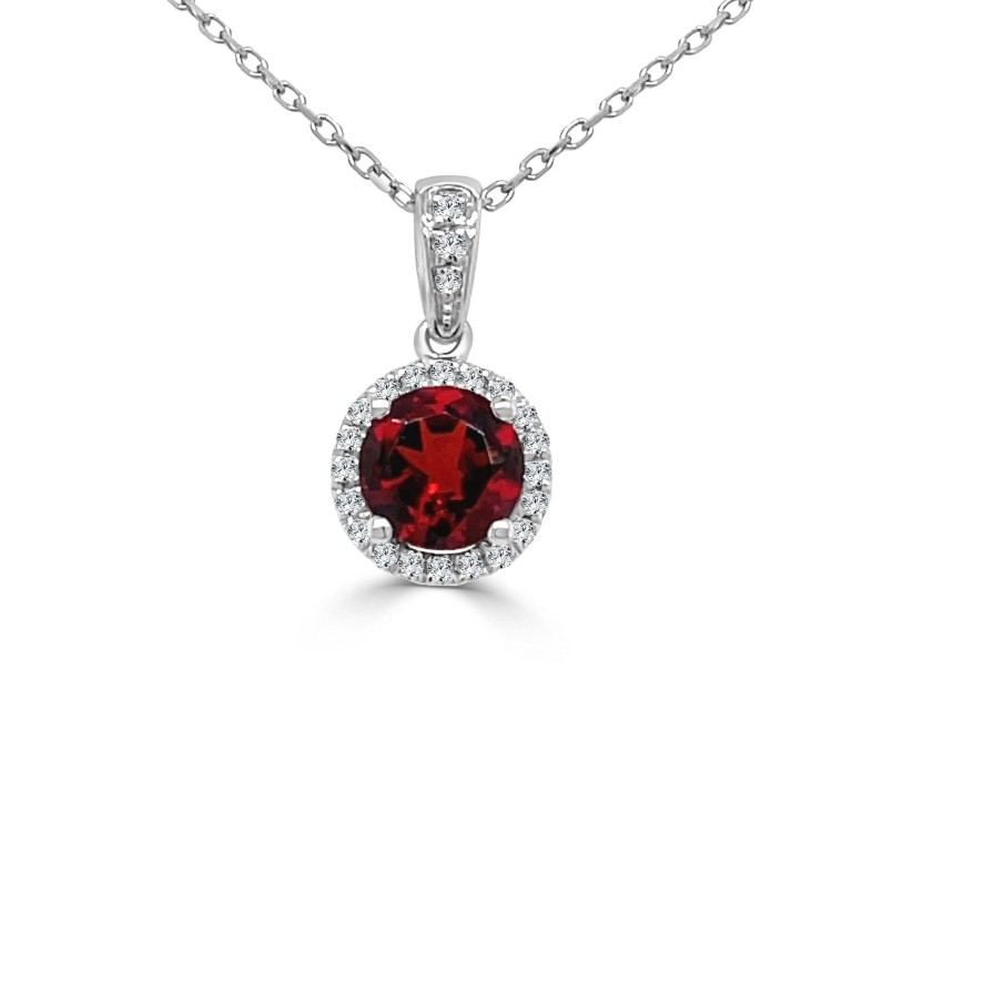 Necklaces & Pendants Bailey's | January Birthstone Diamond Halo Gold Pendant Necklace