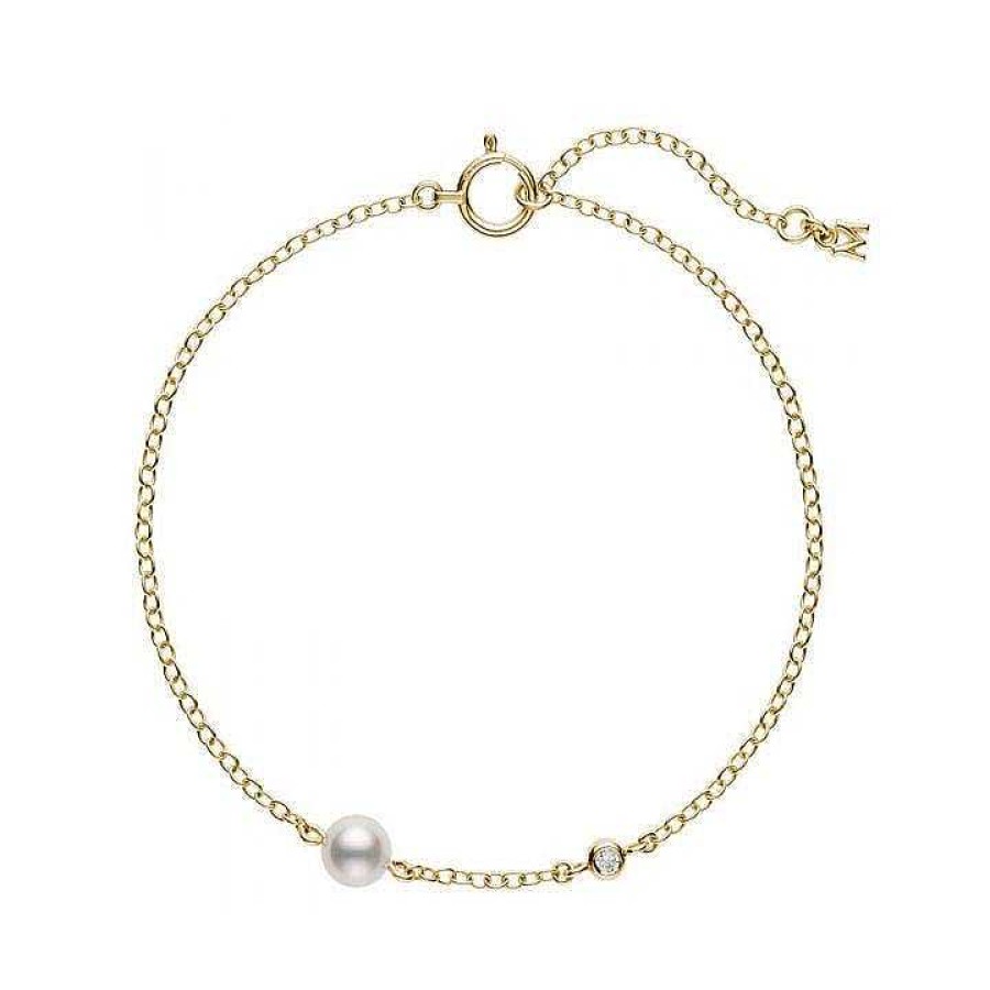 Bracelets & Bangles Mikimoto | Mikimoto Akoya A+ Pearl Bracelet With Diamond