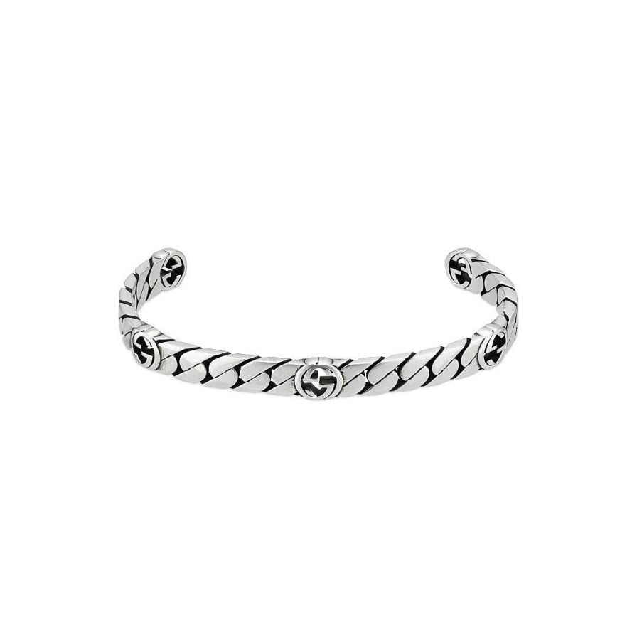 Bracelets & Bangles Gucci | Gucci Interlocking G Torque Silver Bangle Bracelet