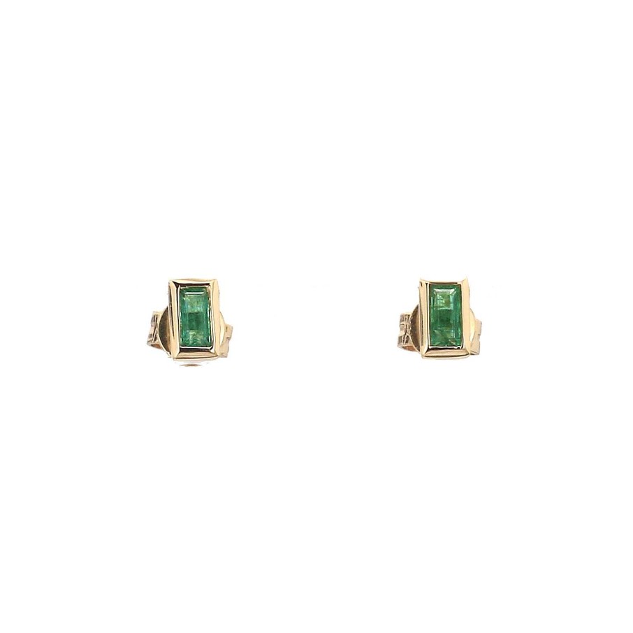 Earrings Bailey's Fine Jewelry | Bezel Set Emerald Stud Earrings