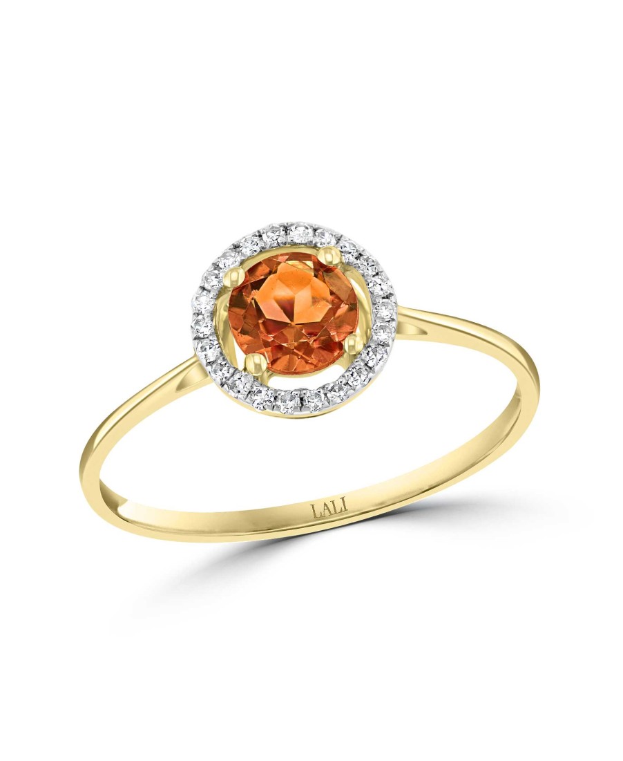 Fashion Rings Bailey's Fine Jewelry | Citrine & Diamond Halo Ring In 14K Yellow Gold