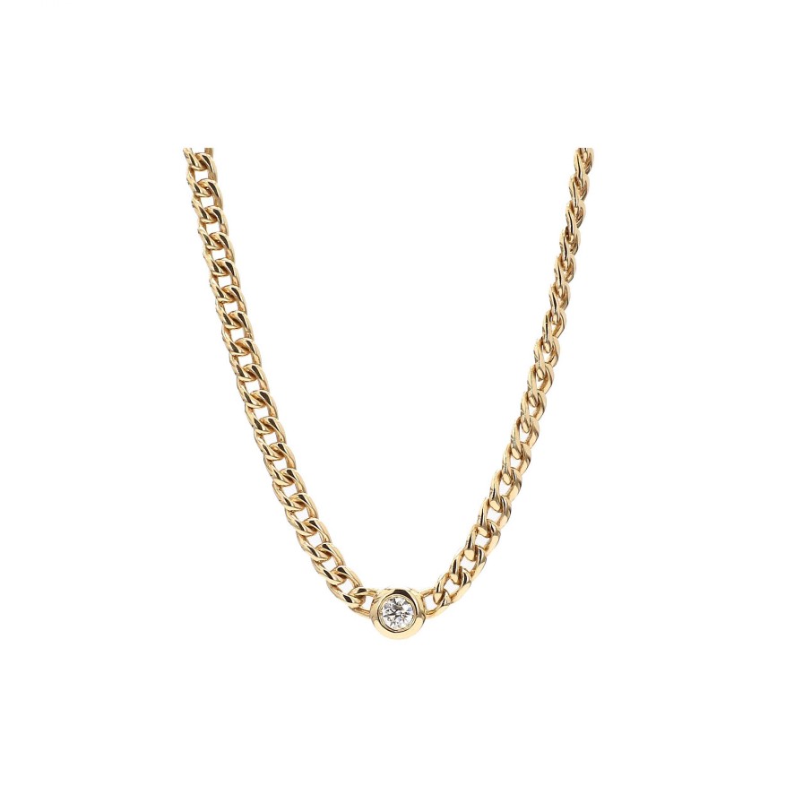 Necklaces & Pendants Bailey's Fine Jewelry | Curb Link Chain With Round Solitaire Diamond