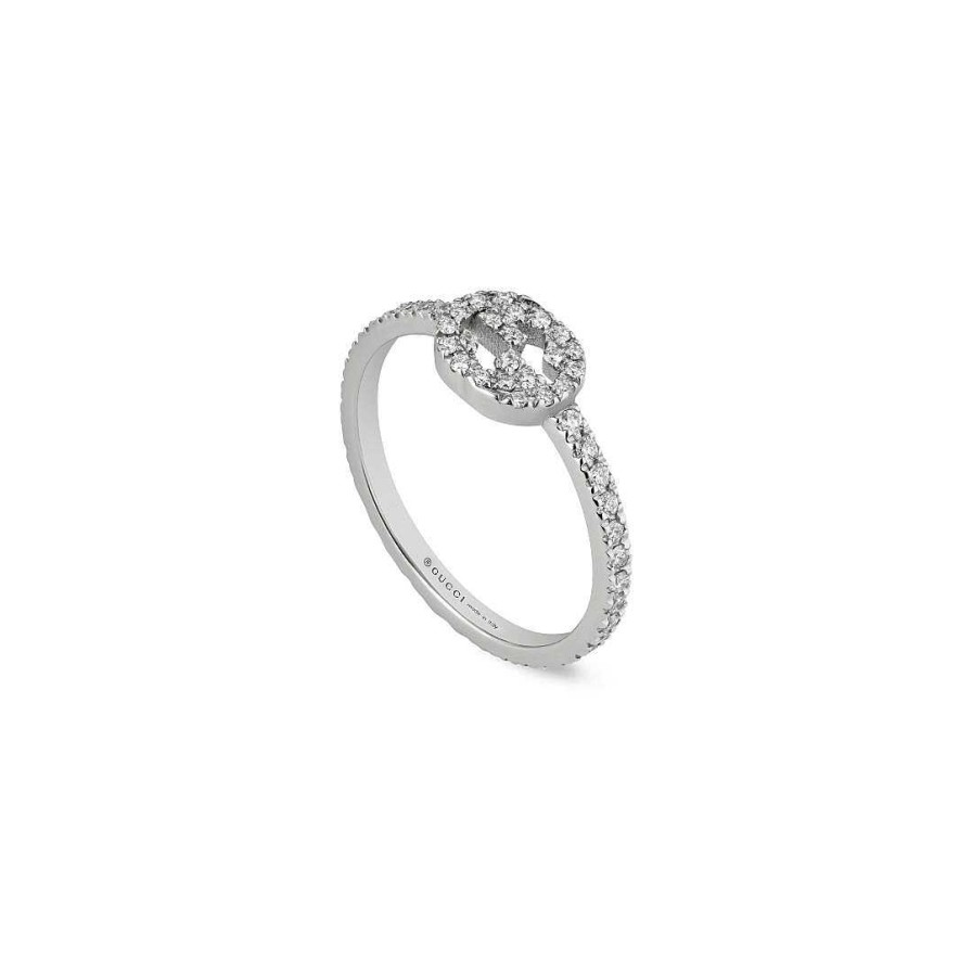 Fashion Rings Gucci | Gucci Interlocking G 18K White Gold Diamond Ring