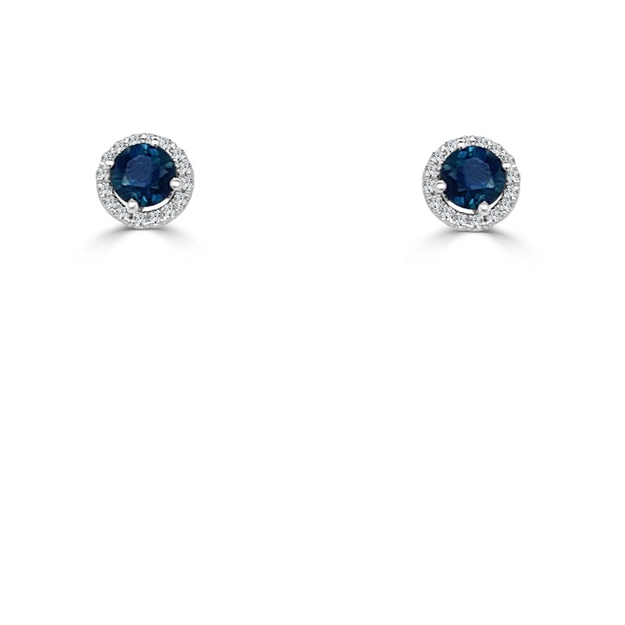 Earrings Bailey's | September Birthstone Diamond Halo Gold Stud Earrings