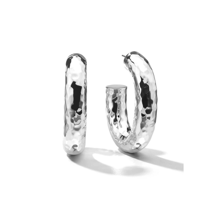 Earrings Ippolita | Ippolita Classico Thick Hammered Oval Hoop Earrings