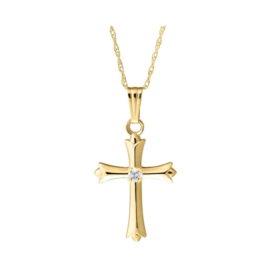 Necklaces & Pendants Bailey's Fine Jewelry | Bailey'S Children'S Collection Cross Pendant Necklace With Diamond