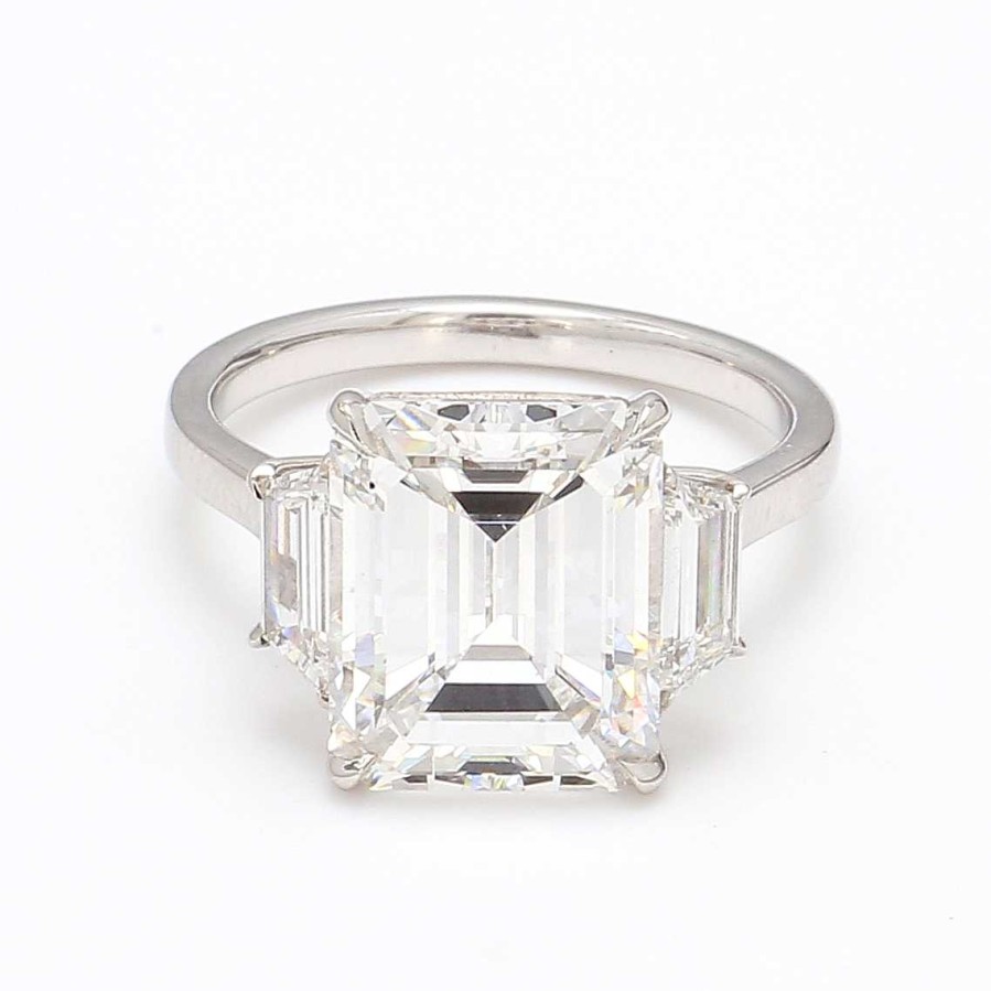 Engagement Rings Bailey's Fine Jewelry | Emerald Cut Diamond 3 Stone Platinum Engagement Ring