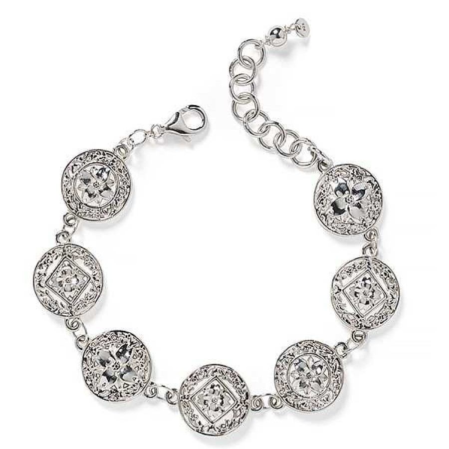 Bracelets & Bangles Bailey's | Southern Gates Silver Diamond-Cut Dogwood Bracelet