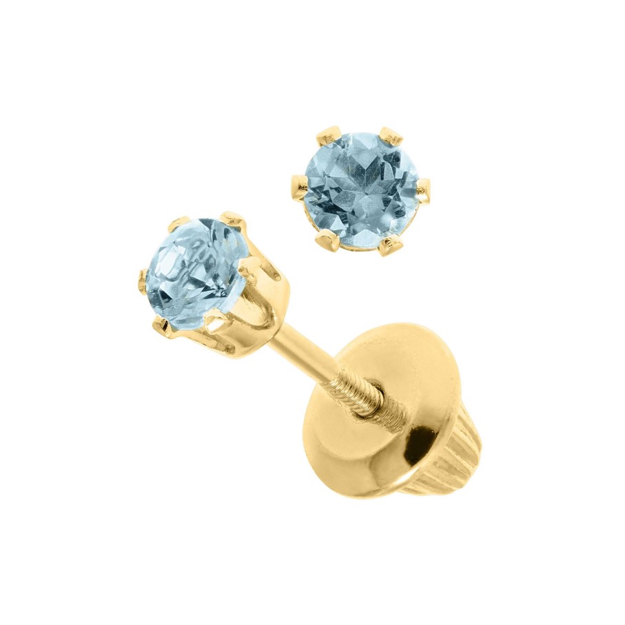 Earrings Bailey's Fine Jewelry | Bailey'S Children'S Collection March Birthstone Aquamarine Stud Earrings