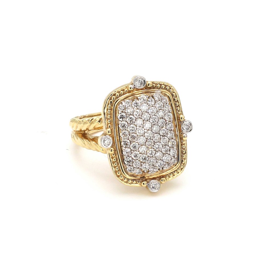 Fashion Rings Bailey's Fine Jewelry | 1Ct Pave Diamond Ring With Bead And Diamond Halo