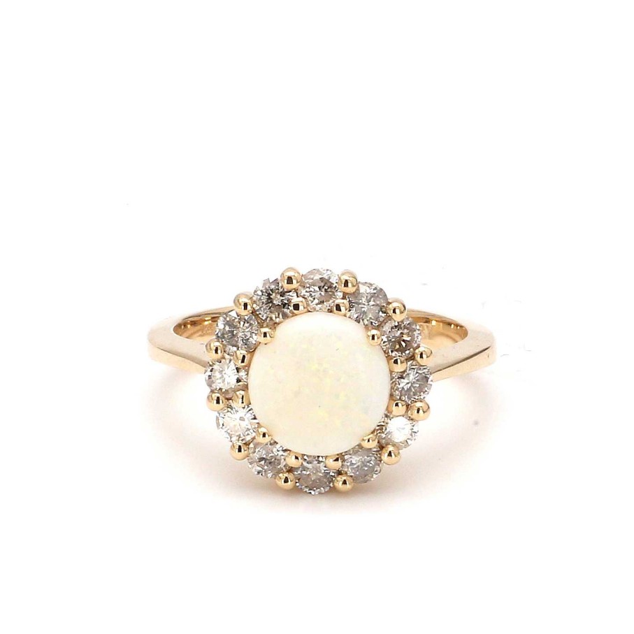 Fashion Rings Bailey's Fine Jewelry | Round Opal With Diamond Halo Ring