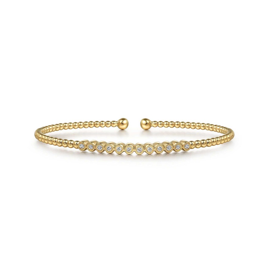 Bracelets & Bangles Gabriel & Co | Gabriel 14K Yellow Gold Bujukan Bead Diamond Bangle