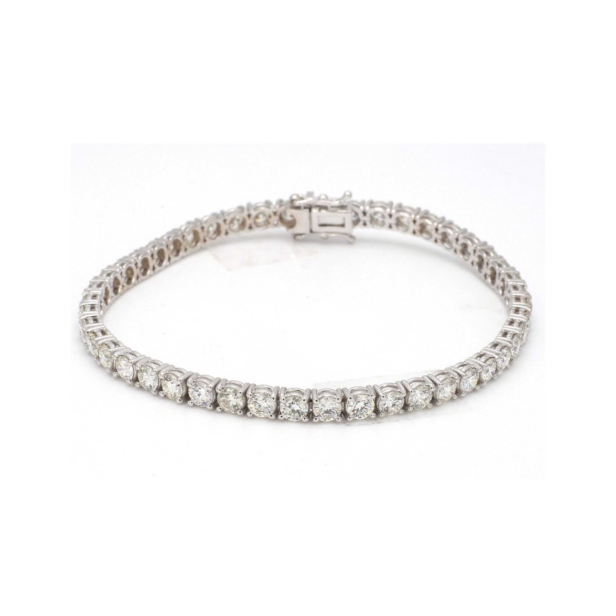 Bracelets & Bangles Bailey's Fine Jewelry | White Gold Round Basket Set Diamond Tennis Line Bracelet