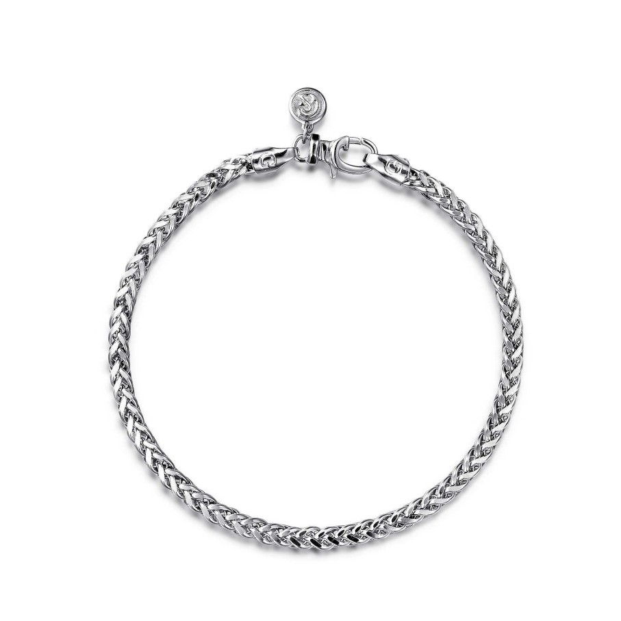 Bracelets & Bangles Gabriel & Co | Gabriel 925 Sterling Silver Mens Wheat Chain Bracelet