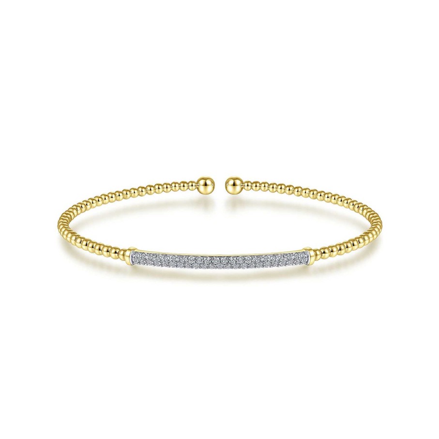 Bracelets & Bangles Gabriel & Co | Gabriel 14K Yellow Gold Bujukan Diamond Bar Split Bangle