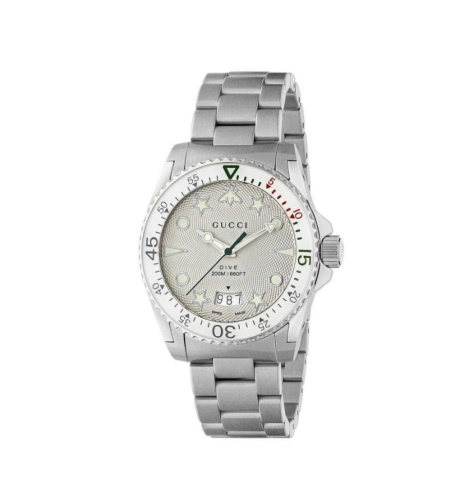 Watches Gucci | Gucci Dive 40Mm White Icon Steel Watch