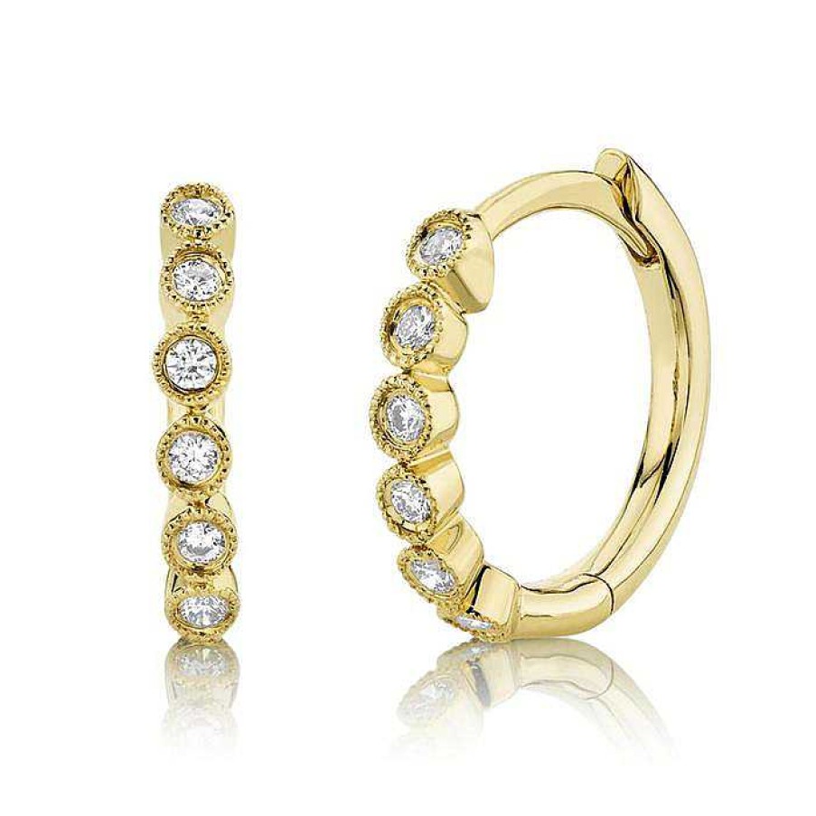 Earrings Bailey's Fine Jewelry | Diamond Milgrain Huggie Hoop Earrings