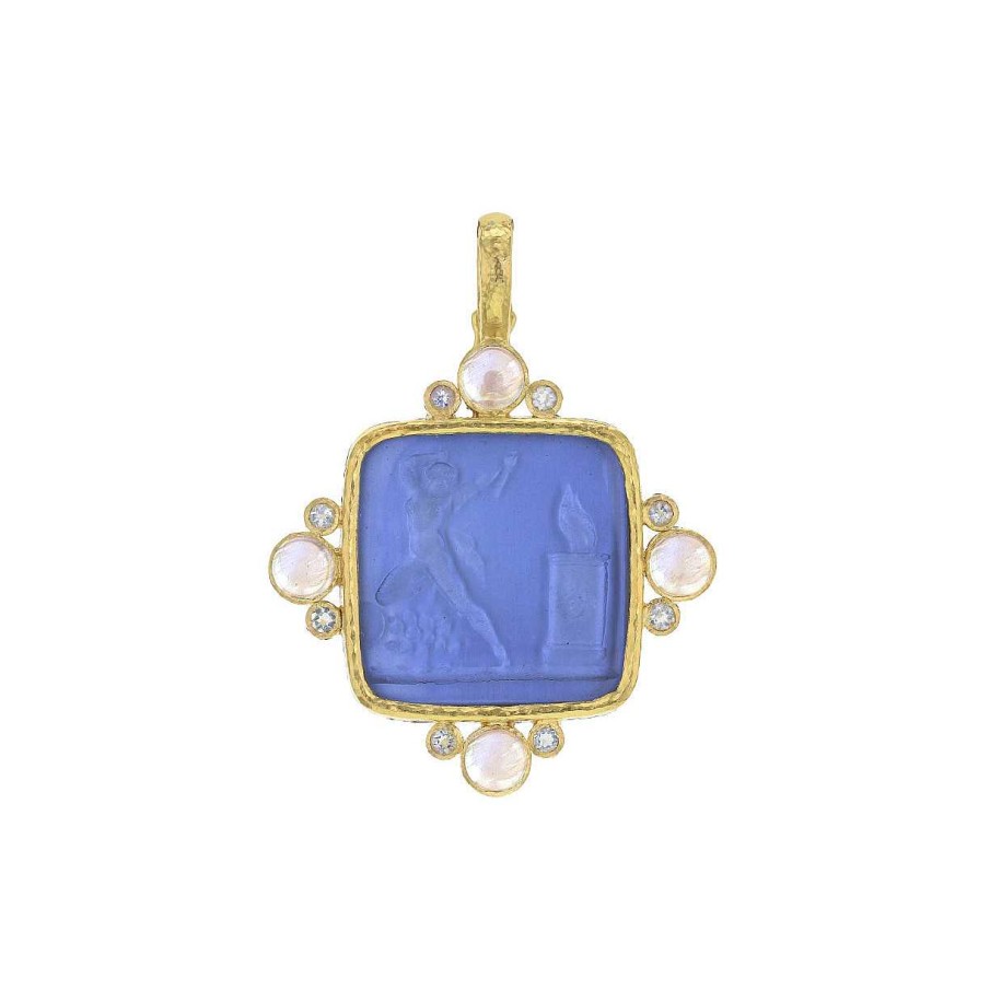 Necklaces & Pendants Elizabeth Locke | Elizabeth Locke Cerulean "Goddess At Alter" Pendant With Moonstone