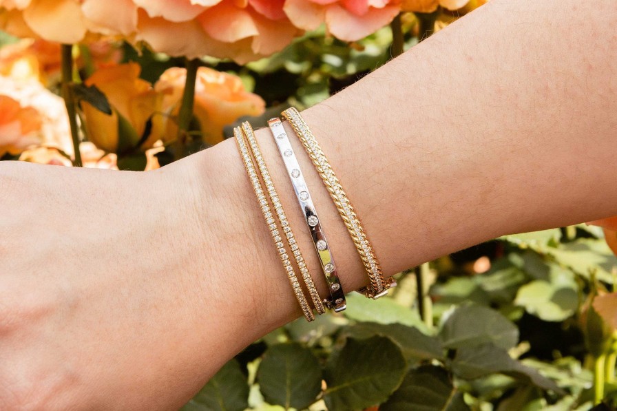 Bracelets & Bangles Bailey's Fine Jewelry | Soft Twist Bangle With Diamonds On Front