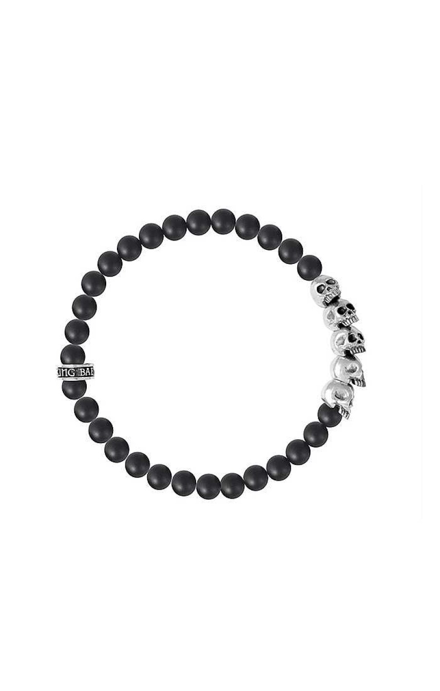 Men'S King Baby | King Baby Onyx Bead Bracelet With Skull Bridge