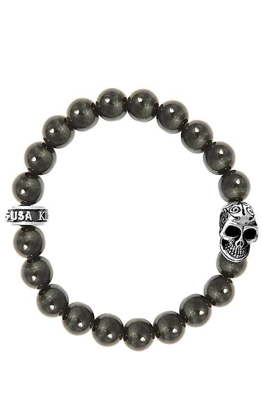 Men'S King Baby | King Baby Tiger Eye Bracelet With Day Of The Dead Skull