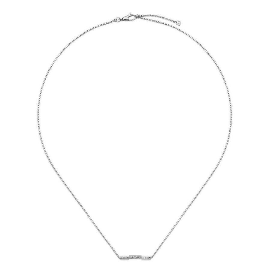 Necklaces & Pendants Gucci | Gucci Link To Love 18Kt White Gold Diamond Bar Necklace