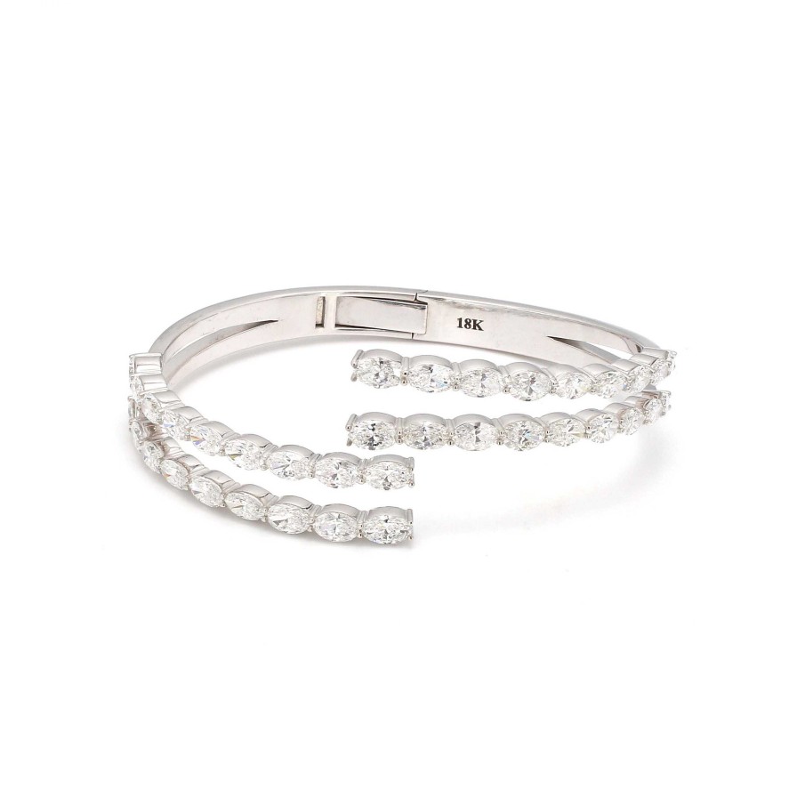 Bracelets & Bangles Bailey's Fine Jewelry | Open Hinge Two Row Diamond Bangle