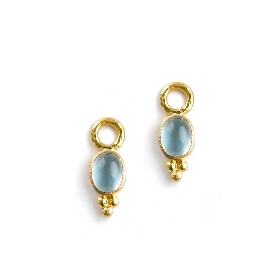 Earrings Elizabeth Locke | Elizabeth Locke Aquamarine Cabochon Oval Earring Charms