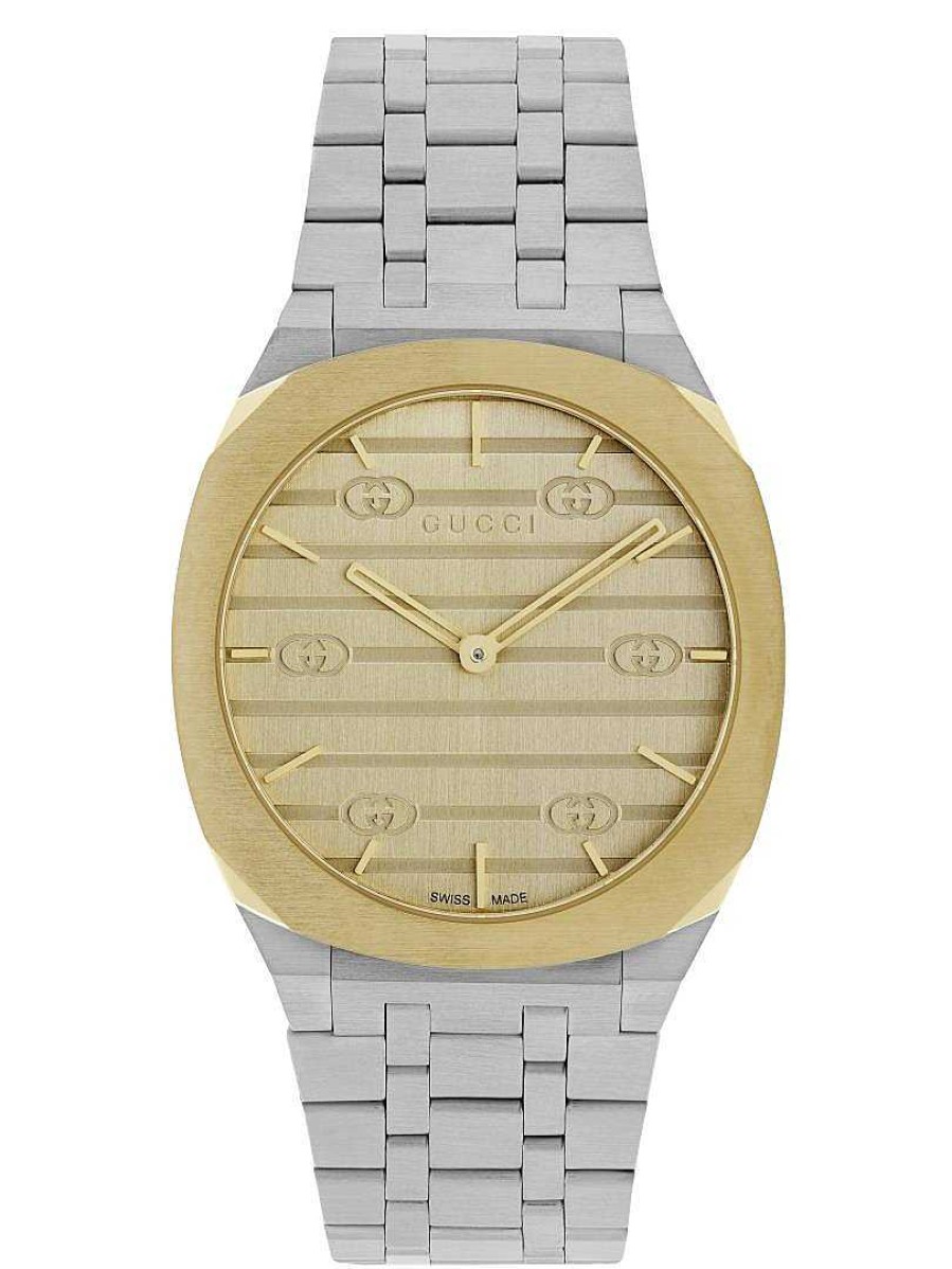 Watches Gucci | Gucci 25H 34Mm Golden Brass Steel Watch