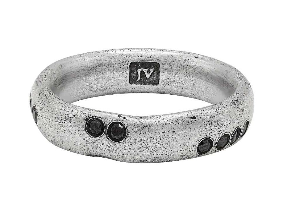 Fashion Rings John Varvatos | John Varvatos Stardust Black Diamond Silver Band Ring