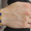 Bracelets & Bangles Elizabeth Locke | Elizabeth Locke Oval Lapis And Hammered Gold Link Bracelet