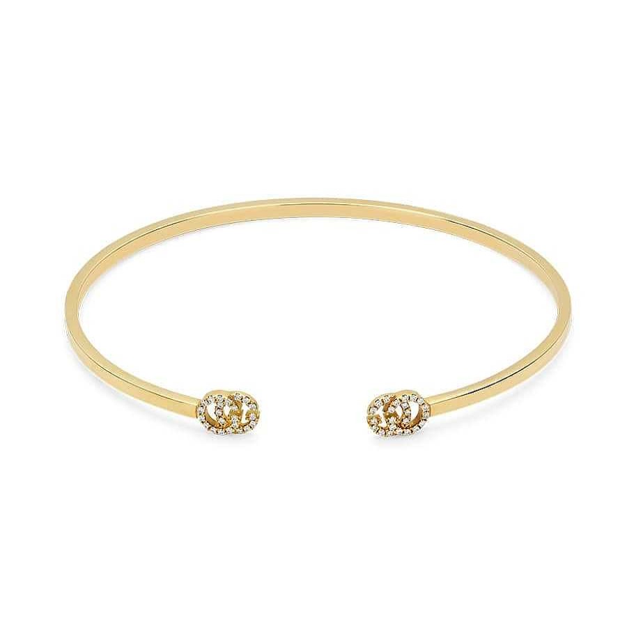 Bracelets & Bangles Gucci | Gucci Gg Running 18K Yellow Gold Diamond Cuff Bracelet