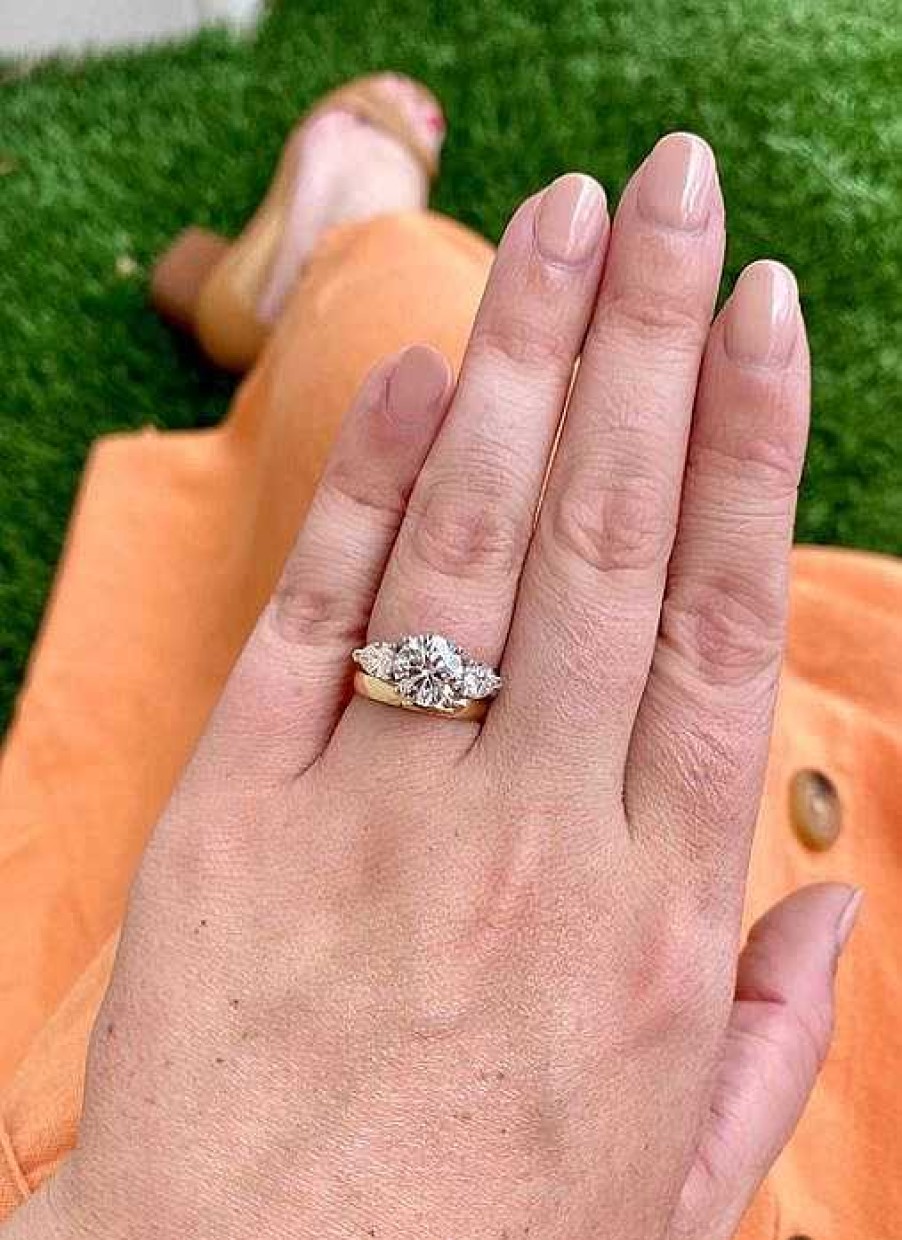 Engagement Rings Bailey's Fine Jewelry | Elizabeth Round Three-Stone With Pears Engagement Ring