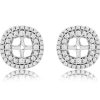 Earrings Bailey's Fine Jewelry | Double Halo Diamond Cushion Earring Jackets In 14K White Gold