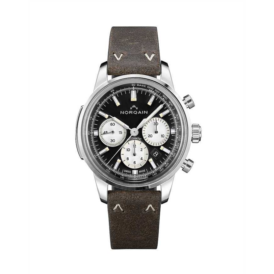 Watches Norqain | Norqain 43Mm Freedom 60 Chrono Watch With Black Dial