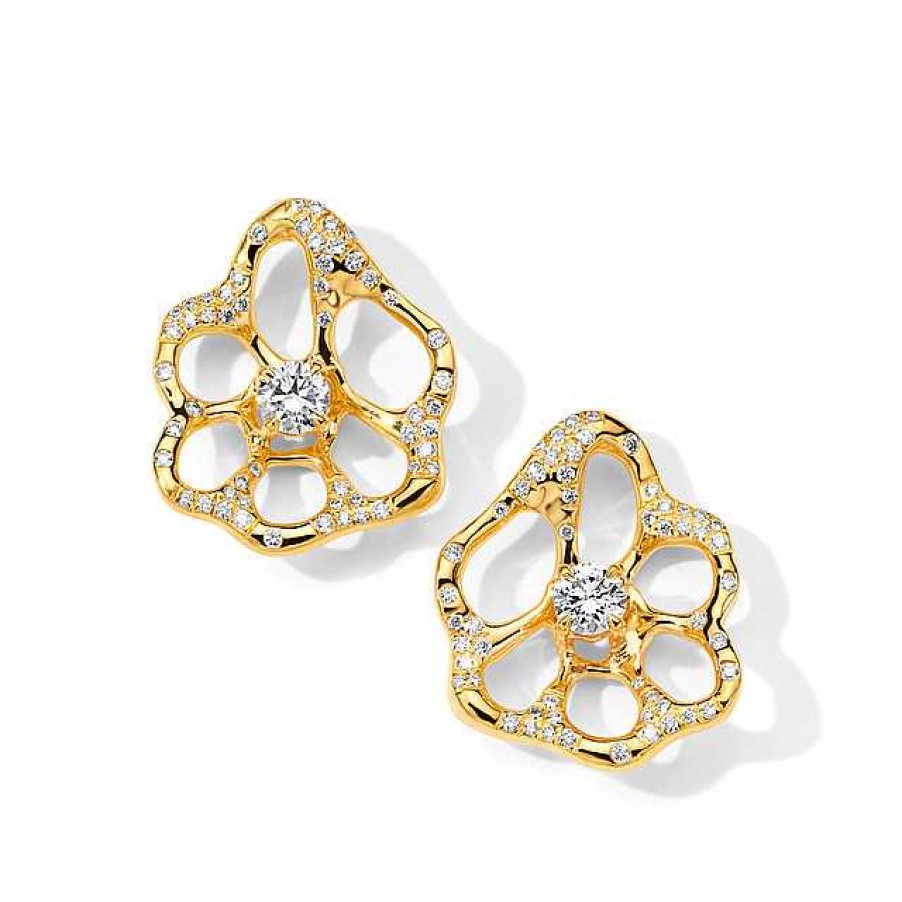 Earrings Ippolita | Ippolita Stardust Mini Flora Diamond Stud Earrings In 18K Gold