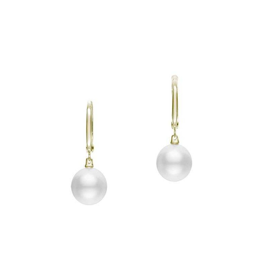 Earrings Mikimoto | Mikimoto White South Sea Cultured Pearl And Yellow Gold Drop Earrings