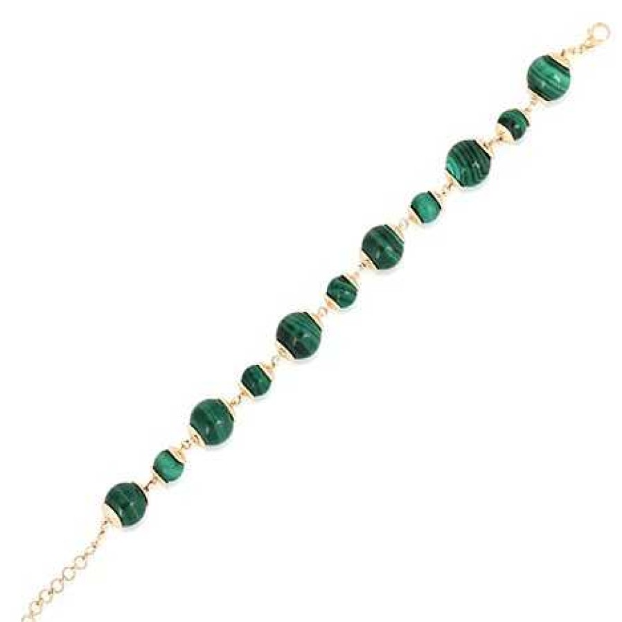 Bracelets & Bangles Bailey's | Malachite Bead Gold Bracelet