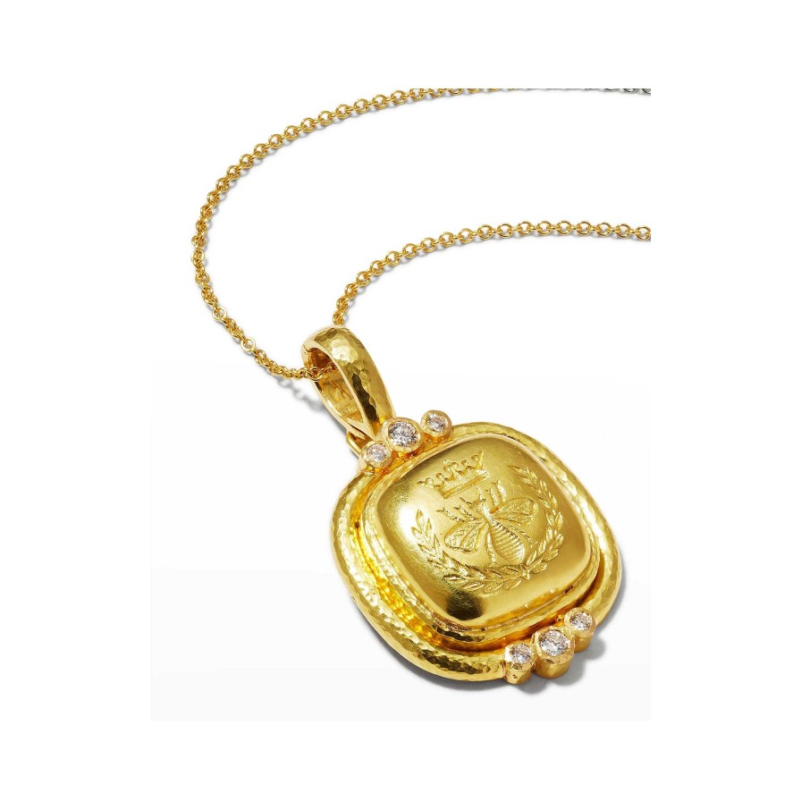 Necklaces & Pendants Elizabeth Locke | Elizabeth Locke 'Queen Bee' Cushion With Diamonds Pendant